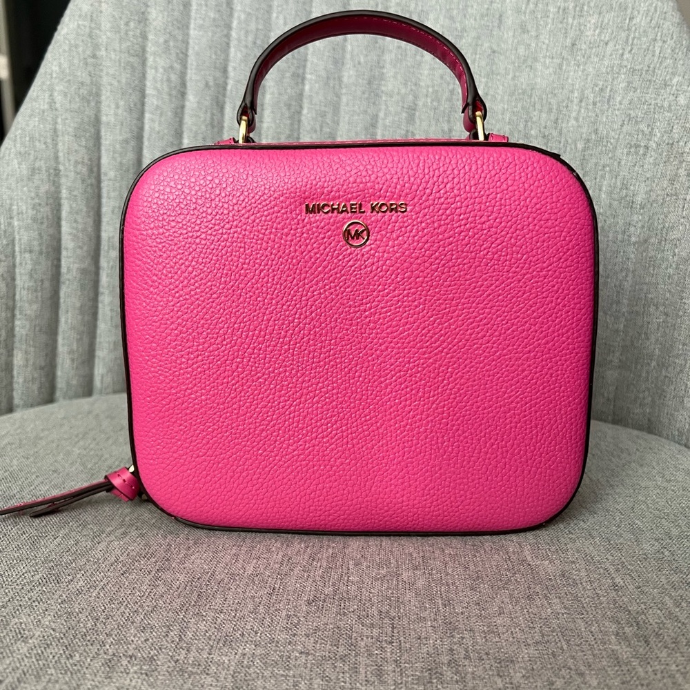 Michael Kors Jet Set "Lunch Box" Pebbled Leather Top Handle Crossbody